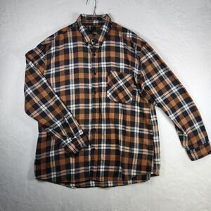 Stillwater‎ Flannel Shirt 2XL Brown Black Plaid Heavyweight Outdoors Workwear